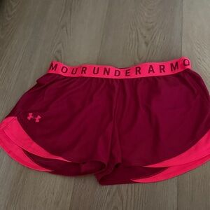 Under Armour Women's Dual-Tone Pink Athletic Shorts